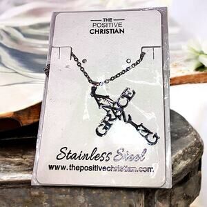 NWT! The Positive Christian Stainless Steel Amazing Grace Cross Necklace!